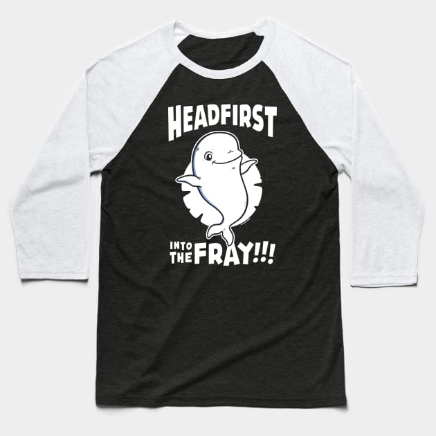 Beluga Headfirst Baseball T-Shirt by wloem